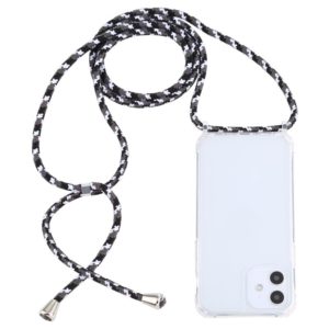 For iPhone 12 mini Transparent Acrylic Airbag Shockproof Phone Protective Case with Lanyard (Black White Grey) (OEM)
