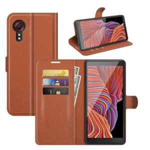 For Samsung Galaxy Xcover 5 / Xcover 5S Litchi Texture Horizontal Flip Protective Case with Holder & Card Slots & Wallet(Brown) (OEM)