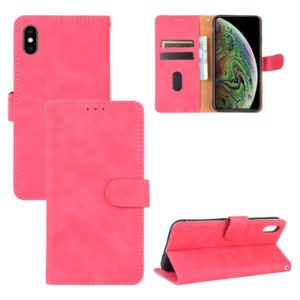 For iPhone XS Max Solid Color Skin Feel Magnetic Buckle Horizontal Flip Calf Texture PU Leather Case with Holder & Card Slots & Wallet(Rose Gold) (OEM)