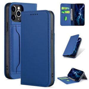 For iPhone 12 Pro Max Strong Magnetism Shockproof Horizontal Flip Liquid Feel Leather Case with Holder & Card Slots & Wallet(Blue) (OEM)