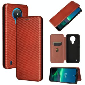 For Nokia 1.4 Carbon Fiber Texture Horizontal Flip TPU + PC + PU Leather Case with Card Slot(Brown) (OEM)