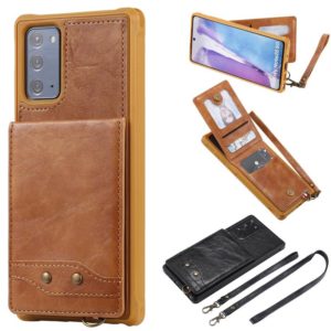 Vertical Flip Wallet Shockproof Back Cover Protective Case with Holder & Card Slots & Lanyard & Photos Frames For Samsung Galaxy Note20(Brown) (OEM)
