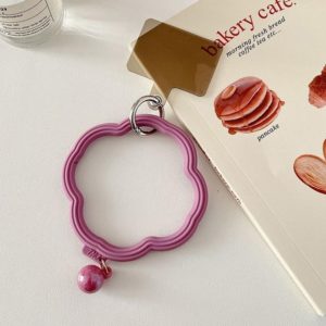 Flower-shaped Wave Phone Case Anti-lost Keychain Silicone Bracelet(Smoky Purple) (OEM)