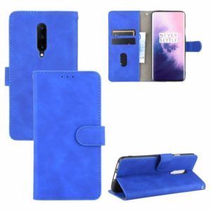 For OnePlus 7 Pro Solid Color Skin Feel Magnetic Buckle Horizontal Flip Calf Texture PU Leather Case with Holder & Card Slots & Wallet(Blue) (OEM)
