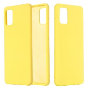 For Galaxy A71 Solid Color Liquid Silicone Shockproof Full Coverage Protective Case(Yellow) (OEM)