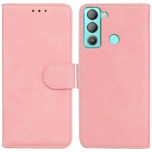 For Tecno Pop 5 LTE BD4 Skin Feel Pure Color Flip Leather Phone Case(Pink) (OEM)