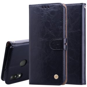 Business Style Oil Wax Texture Horizontal Flip Leather Case for Galaxy M20, with Holder & Card Slots & Wallet (Black) (OEM)