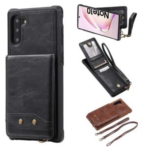 For Galaxy Note 10 Vertical Flip Wallet Shockproof Back Cover Protective Case with Holder & Card Slots & Lanyard & Photos Frames(Black) (OEM)