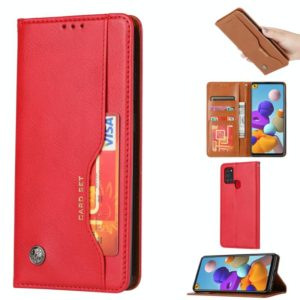 For Samsung Galaxy A21s Knead Skin Texture Horizontal Flip Leather Case with Photo Frame & Holder & Card Slots & Wallet(Red) (OEM)