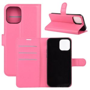For iPhone 12 / 12 Pro Litchi Texture Horizontal Flip Protective Case with Holder & Card Slots & Wallet(Rose red) (OEM)