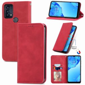 For TCL 20B Retro Skin Feel Magnetic Horizontal Flip Leather Phone Case(Red) (OEM)