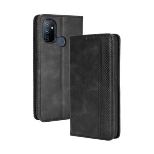 For OnePlus Nord N100 Magnetic Buckle Retro Crazy Horse Texture Horizontal Flip Leather Case with Holder & Card Slots & Photo Frame(Black) (OEM)