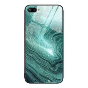 For Honor 10 Marble Pattern Glass Protective Phone Case(Water Waves) (OEM)