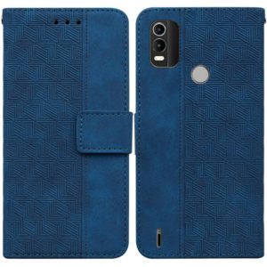 For Nokia C21 Plus Geometric Embossed Leather Phone Case(Blue) (OEM)