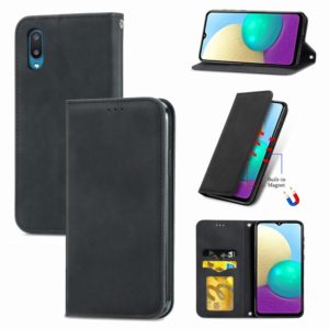 For Samsung Galaxy A02 Retro Skin Feel Business Magnetic Horizontal Flip Leather Case with Holder & Card Slots & Wallet & Photo Frame(Black) (OEM)