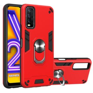 For vivo Y20 Armour Series PC + TPU Protective Case with Ring Holder(Red) (OEM)