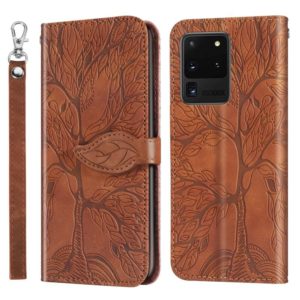 For Samsung Galaxy S20 Ultra Life of Tree Embossing Pattern Horizontal Flip Leather Case with Holder & Card Slot & Wallet & Photo Frame & Lanyard(Brown) (OEM)