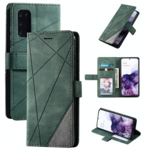 For Samsung Galaxy S20 Skin Feel Splicing Horizontal Flip Leather Case with Holder & Card Slots & Wallet & Photo Frame(Green) (OEM)