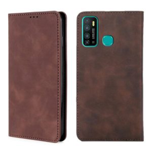 For Infinix Hot 9 / Note 7 Lite X655C Skin Feel Magnetic Horizontal Flip Leather Case with Holder & Card Slots(Dark Brown) (OEM)