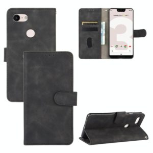 For Google Pixel 3 XL Solid Color Skin Feel Magnetic Buckle Horizontal Flip Calf Texture PU Leather Case with Holder & Card Slots & Wallet(Black) (OEM)