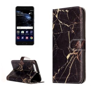 For Huawei P10 Black Gold Marble Pattern Horizontal Flip Leather Protective Case with Holder & Card Slots & Wallet (OEM)