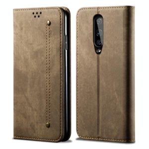 For OnePlus 8 Denim Texture Casual Style Horizontal Flip Leather Case with Holder & Card Slots & Wallet(Khaki) (OEM)