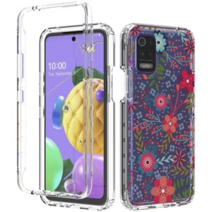 For LG K52 2 in 1 High Transparent Painted Shockproof PC + TPU Protective Case(Small Floral) (OEM)