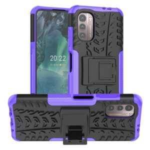For Nokia G21 4G Tire Texture TPU + PC Phone Case with Holder(Purple) (OEM)