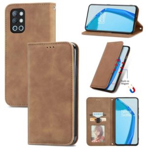 For OnePlus 9R Retro Skin Feel Business Magnetic Horizontal Flip Leather Case with Holder & Card Slots & Wallet & Photo Frame(Brwon) (OEM)