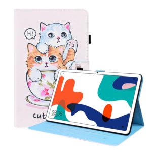 For Huawei MatePad 10.4 Animal Pattern Horizontal Flip Leather Case with Holder & Card Slots & Photo Frame(Cat Brothers) (OEM)