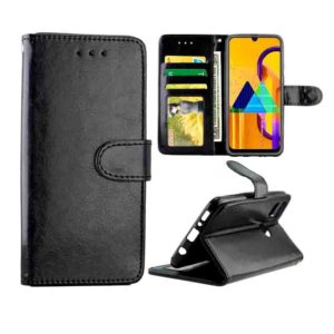 For Galaxy M30s Crazy Horse Texture Leather Horizontal Flip Protective Case with Holder & Card Slots & Wallet & Photo Frame(Black) (OEM)