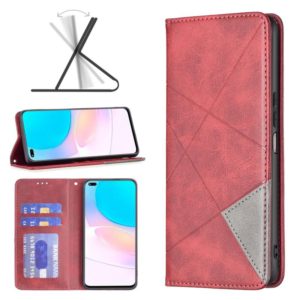 For Honor 50 Lite / Huawei nova 8i Prismatic Invisible Magnetic Leather Phone Case(Red) (OEM)