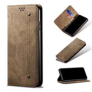 For Xiaomi Mi 11 Lite Denim Texture Casual Style Horizontal Flip Leather Case with Holder & Card Slots & Wallet(Khaki) (OEM)