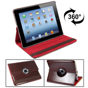 Leather Case with Holder for New iPad (iPad 3) / iPad 2, Sleep / Wake-up Function (Maroon) (OEM)
