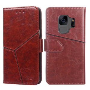 For Samsung Galaxy S9 Geometric Stitching Horizontal Flip TPU + PU Leather Case with Holder & Card Slots & Wallet(Dark Brown) (OEM)