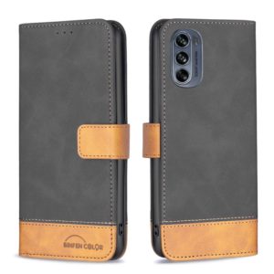 For Motorola Moto G62 BF11 Color Matching Skin Feel Leather Phone Case(Black) (OEM)