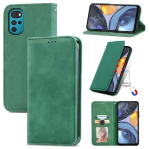For Motorola Moto G22 Retro Skin Feel Magnetic Leather Phone Case(Green) (OEM)
