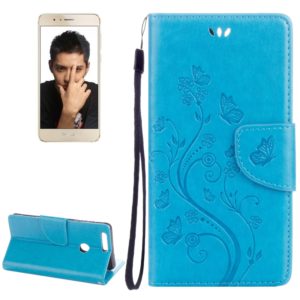 For Huawei Honor 8 Flowers Embossing Horizontal Flip Leather Case with Holder & Card Slots & Wallet & Lanyard(Blue) (OEM)
