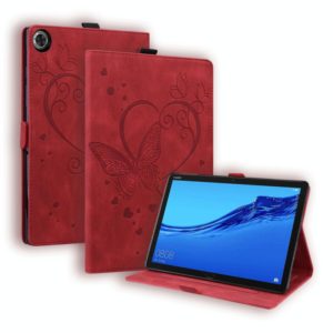 For Huawei MediaPad C5 / M5 10.1 Love Butterfly Pattern Horizontal Flip Leather Case with Holder(Red) (OEM)