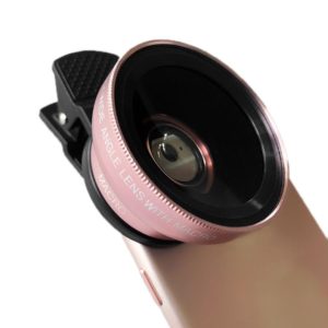 2 PCS 0.45X Ultra-Wide-Angle Macro Combination Mobile Phone External Lens With Clip(Rose Gold) (OEM)