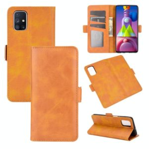 For Samsung Galaxy M51 (Side Fingerprint) Dual-side Magnetic Buckle Horizontal Flip Leather Case with Holder & Card Slots & Wallet(Yellow) (OEM)
