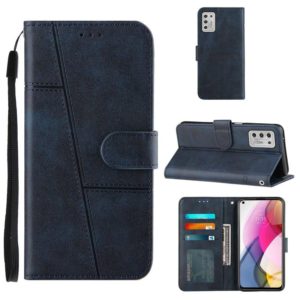 For Motorola Moto G Stylus 2021 Stitching Calf Texture Buckle Leather Phone Case(Blue) (OEM)