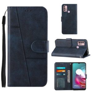 For Motorola Moto G10 Stitching Calf Texture Buckle Leather Phone Case(Blue) (OEM)