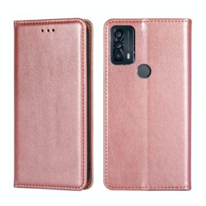 For TCL 20B 6159K Pure Color Magnetic Leather Phone Case(Rose Gold) (OEM)