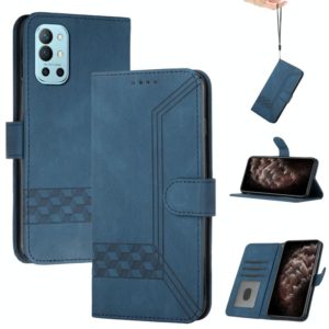 Cubic Skin Feel Flip Leather Phone Case For OnePlus 9R Pro(Blue) (OEM)