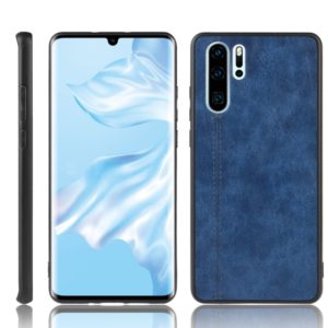 For Huawei P30 Pro Shockproof Sewing Cow Pattern Skin PC + PU + TPU Case(Blue) (OEM)