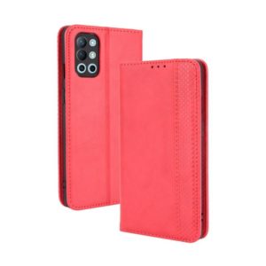 For OnePlus 9R Magnetic Buckle Retro Crazy Horse Texture Horizontal Flip Leather Case with Holder & Card Slots & Photo Frame(Red) (OEM)