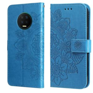For Infinix Note 7 7-petal Flowers Embossing Pattern Horizontal Flip PU Leather Case with Holder & Card Slots & Wallet & Photo Frame(Blue) (OEM)