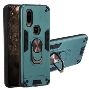 For Motorola Moto P40 2 in 1 Armour Series PC + TPU Protective Case with Ring Holder(Dark Green) (OEM)