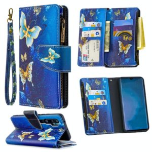 For Xiaomi Mi CC9 Pro / Note 10 Colored Drawing Pattern Zipper Horizontal Flip Leather Case with Holder & Card Slots & Wallet(Gold Butterfly) (OEM)